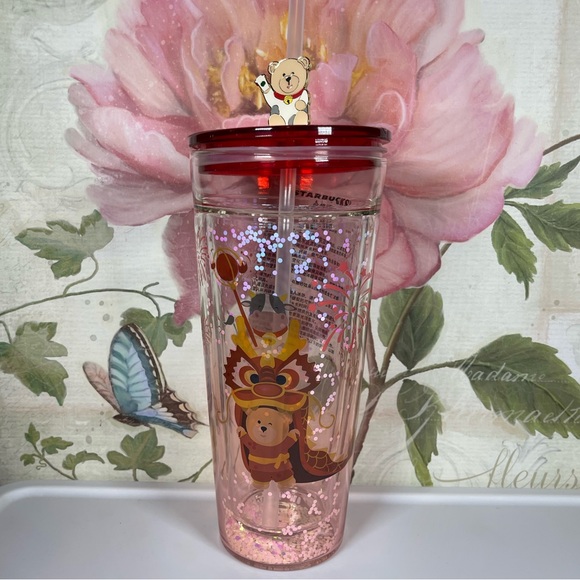 New Starbucks China Release Year Of the Ox Double Walled Glitter Confetti Glass - Picture 2 of 3
